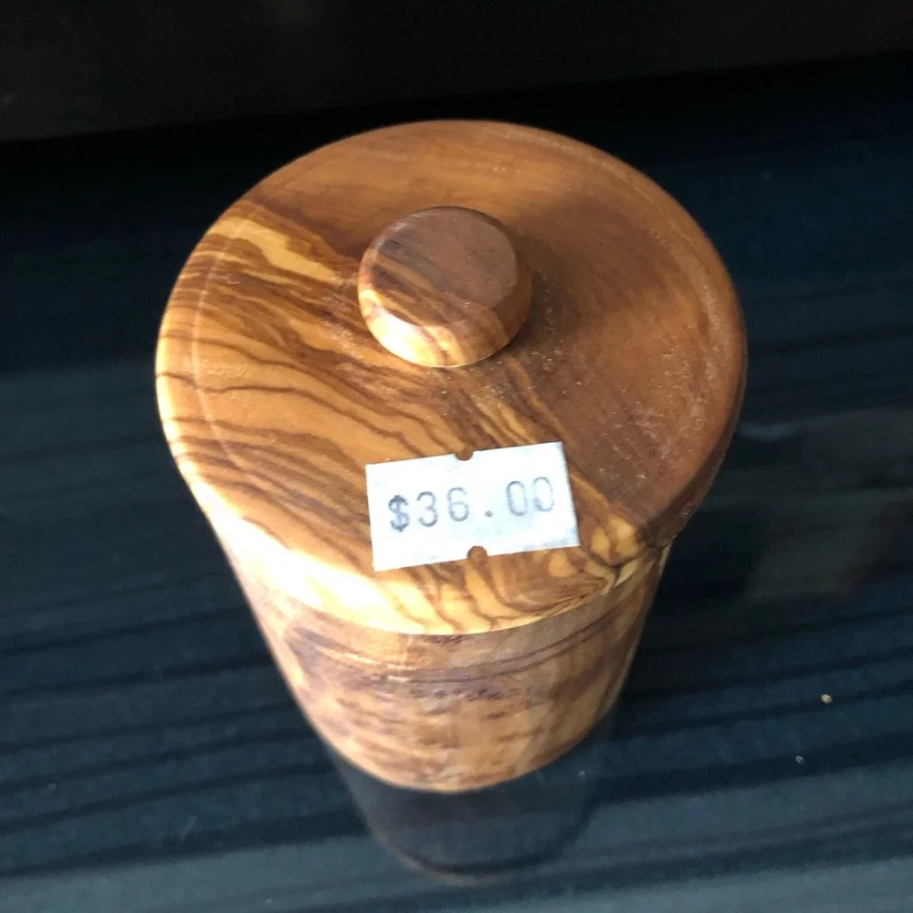 NATURAL OLIVE WOOD HONEY JAR